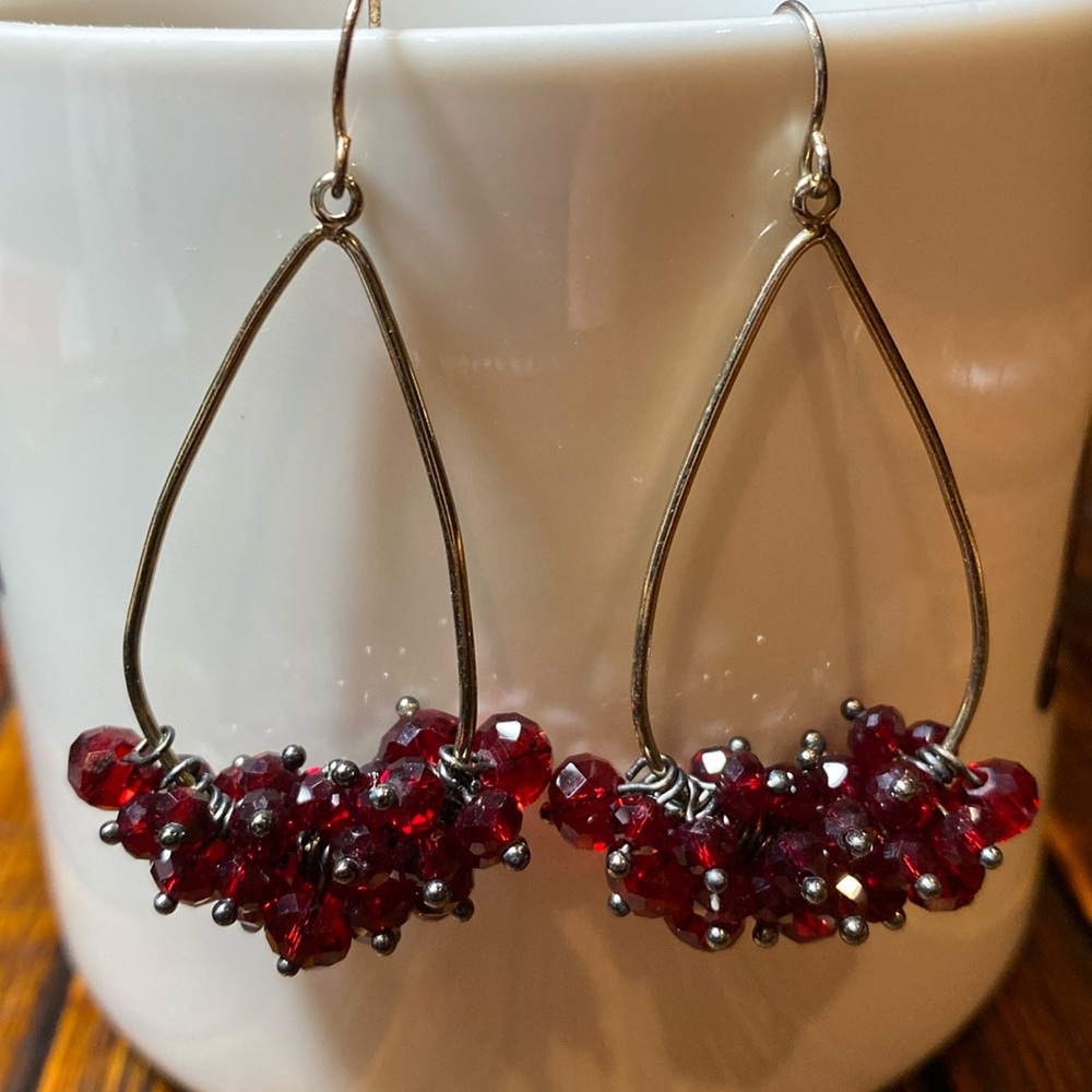 Glass red bead earrings